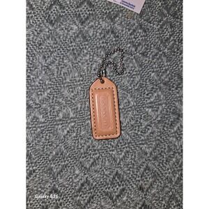 KRB3.Coach Leather Hangtag Replacement Bag Charm Tan Silver Ball Chain Accessory